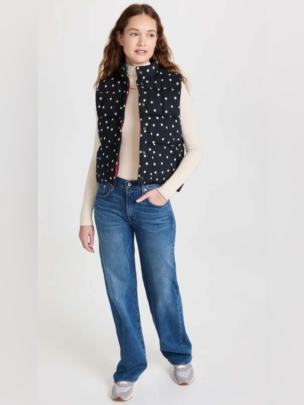 Claire V. | Polka Dot Puffer Vest - Reversible